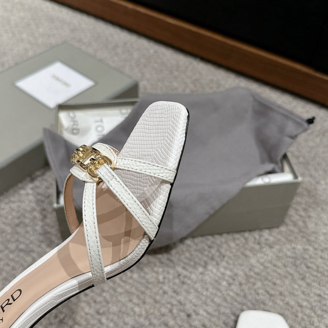 WHITNEY HIGH 6 CM MULE IN WHITE CROCODILE LEATHER