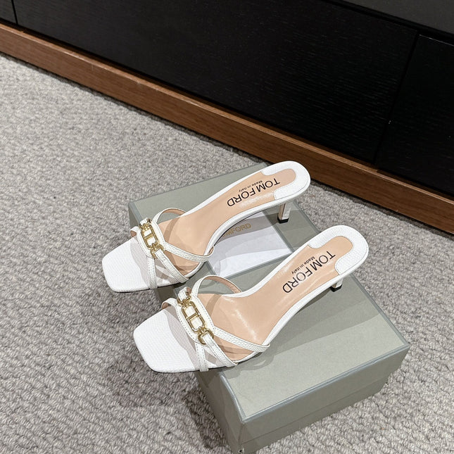WHITNEY HIGH 6 CM MULE IN WHITE CROCODILE LEATHER