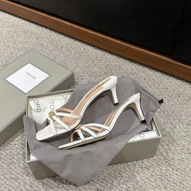 WHITNEY HIGH 6 CM MULE IN WHITE CROCODILE LEATHER