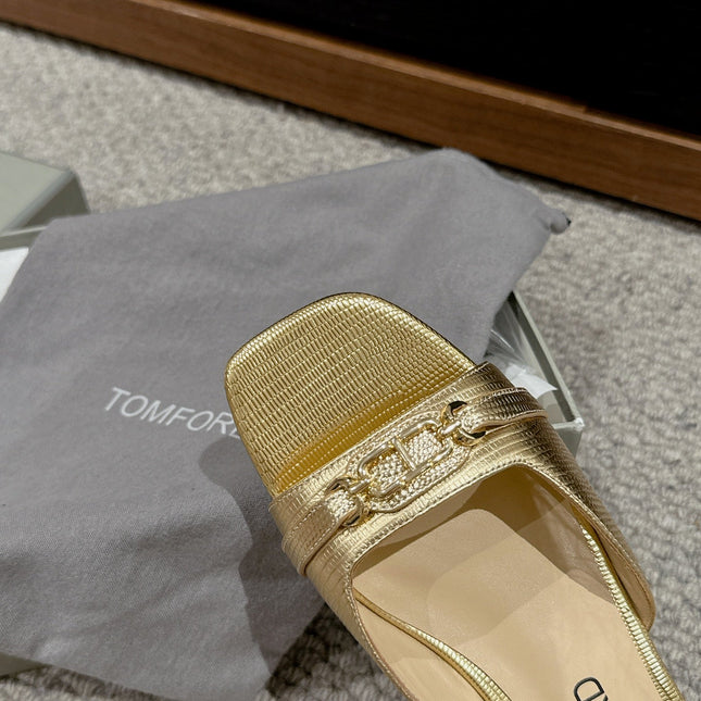 WHITNEY SLIDE IN GOLD CROCODILE LEATHER