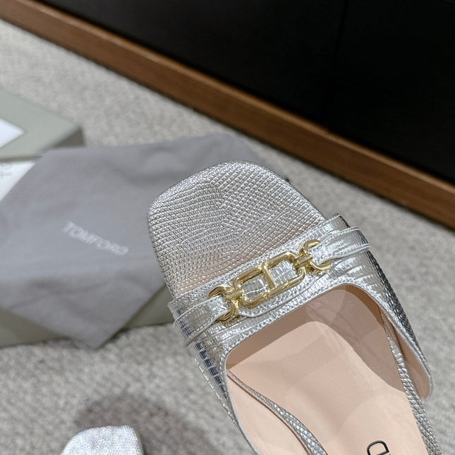 WHITNEY SLIDE IN SILVER CROCODILE LEATHER