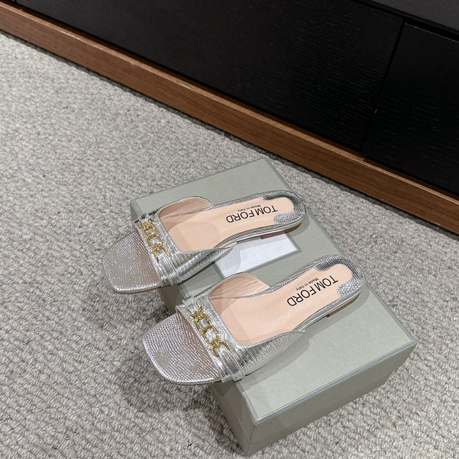 WHITNEY SLIDE IN SILVER CROCODILE LEATHER