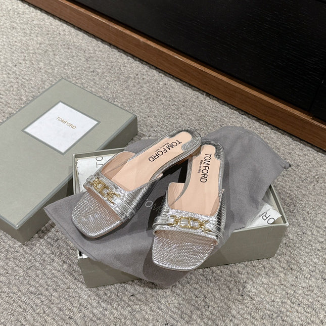 WHITNEY SLIDE IN SILVER CROCODILE LEATHER