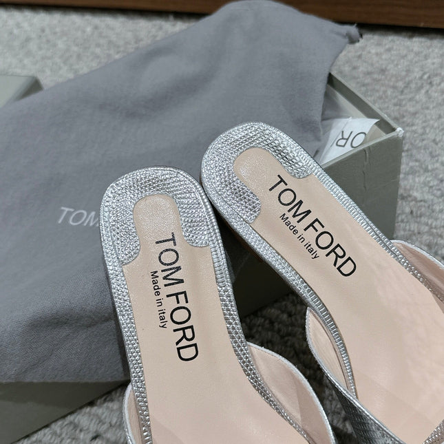 WHITNEY SLIDE IN SILVER CROCODILE LEATHER