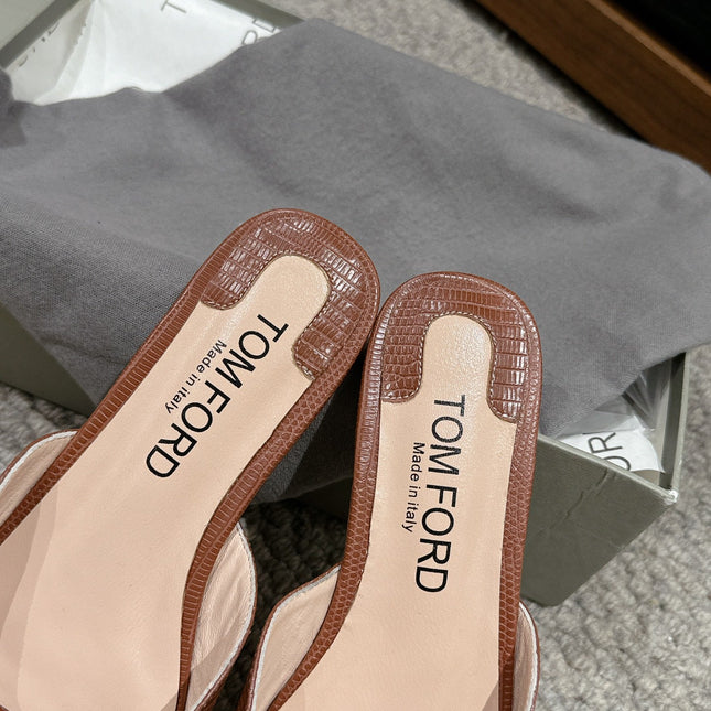 WHITNEY SLIDE IN RED BROWN CROCODILE LEATHER