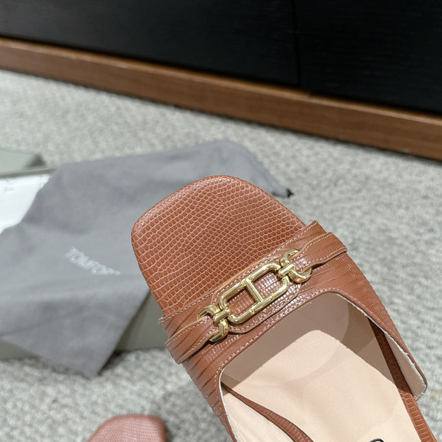 WHITNEY SLIDE IN RED BROWN CROCODILE LEATHER