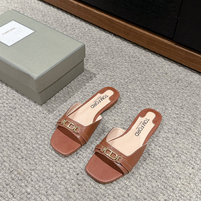 WHITNEY SLIDE IN RED BROWN CROCODILE LEATHER