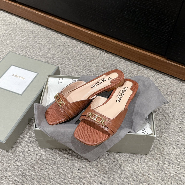 WHITNEY SLIDE IN RED BROWN CROCODILE LEATHER