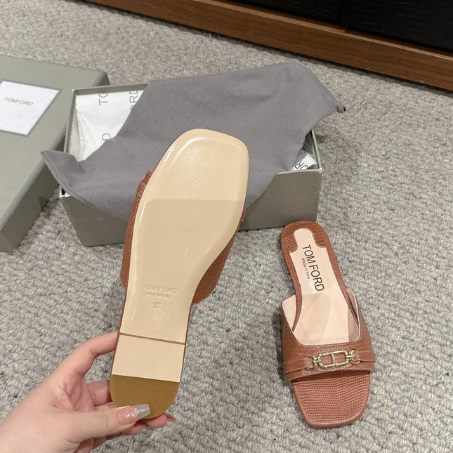 WHITNEY SLIDE IN RED BROWN CROCODILE LEATHER