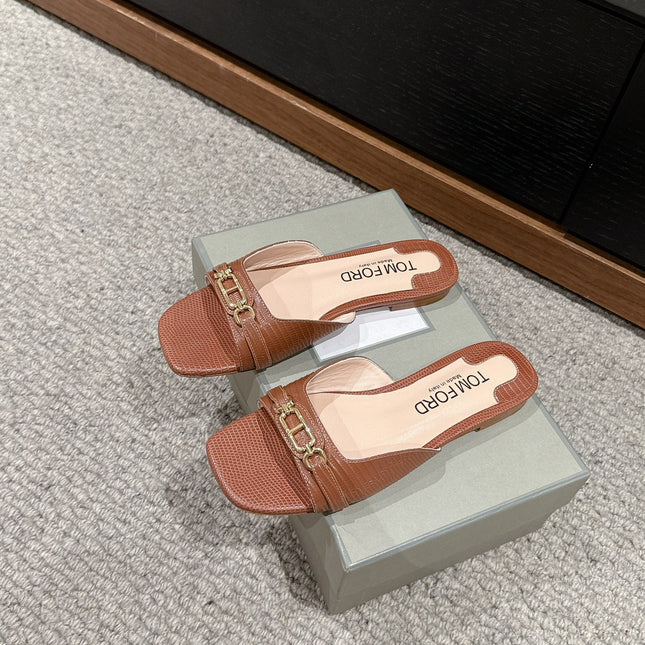 WHITNEY SLIDE IN RED BROWN CROCODILE LEATHER