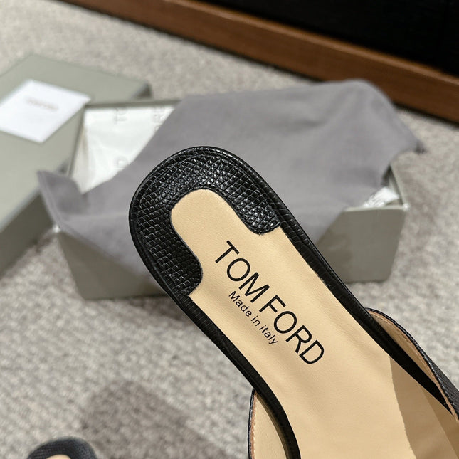 WHITNEY SLIDE IN BLACK CROCODILE LEATHER