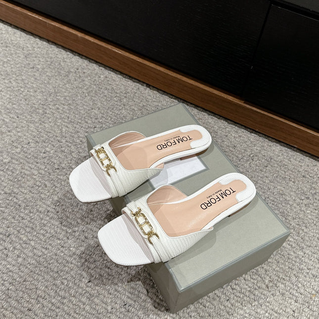 WHITNEY SLIDE IN WHITE CROCODILE LEATHER