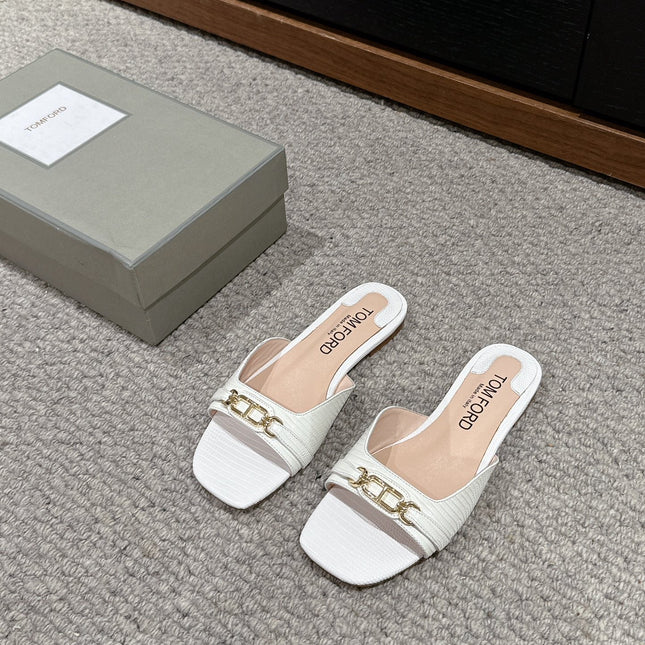 WHITNEY SLIDE IN WHITE CROCODILE LEATHER