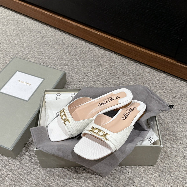 WHITNEY SLIDE IN WHITE CROCODILE LEATHER