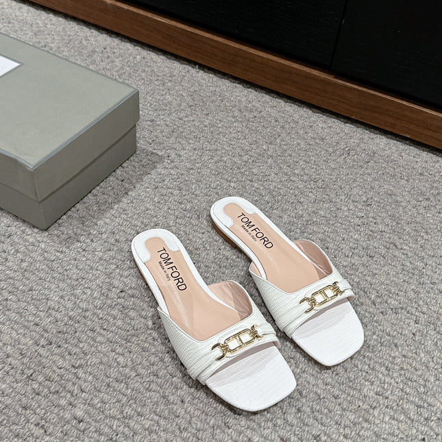 WHITNEY SLIDE IN WHITE CROCODILE LEATHER