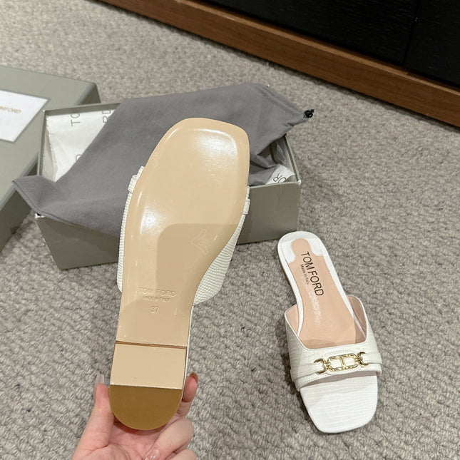 WHITNEY SLIDE IN WHITE CROCODILE LEATHER