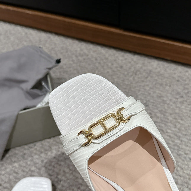 WHITNEY SLIDE IN WHITE CROCODILE LEATHER