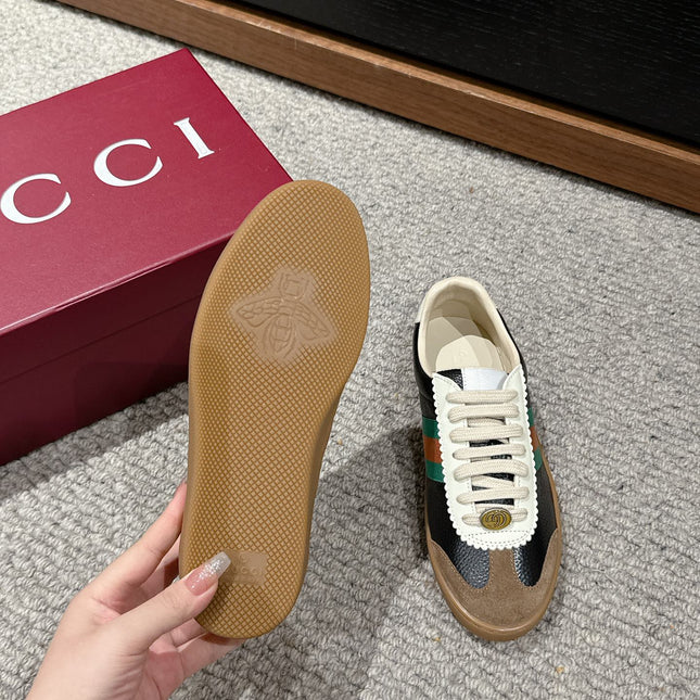 GG & ADIDAS SNEAKER BLACK AND BROWN CALFSKIN