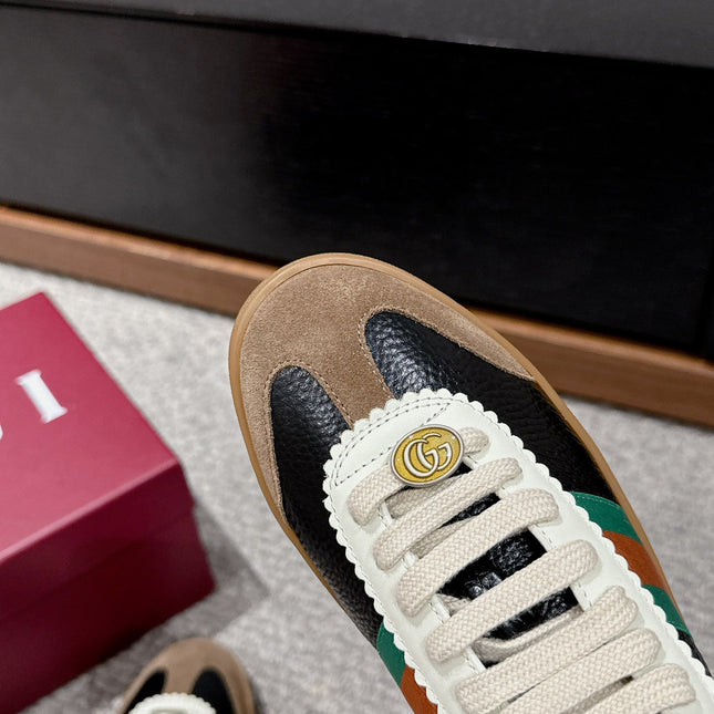 GG & ADIDAS SNEAKER BLACK AND BROWN CALFSKIN