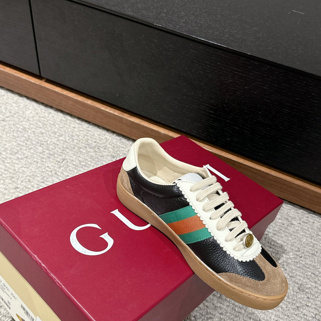 GG & ADIDAS SNEAKER BLACK AND BROWN CALFSKIN
