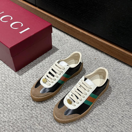 GG & ADIDAS SNEAKER BLACK AND BROWN CALFSKIN