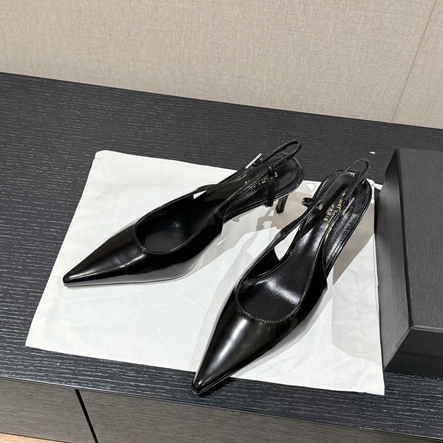 SL CHERISH SLINGBACK 75 BLACK CALFSKIN