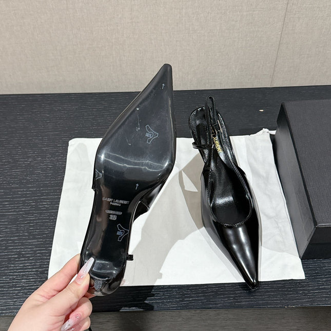 SL CHERISH SLINGBACK 75 BLACK CALFSKIN