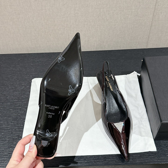 SL CHERISH CRYSTAL SLINGBACK WINE CALFSKIN