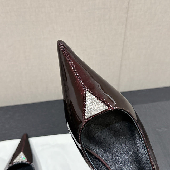 SL CHERISH CRYSTAL SLINGBACK WINE CALFSKIN