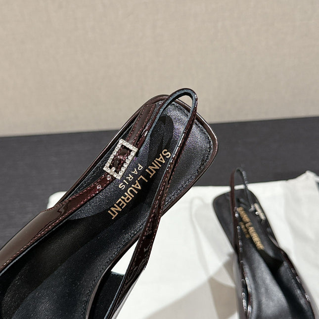 SL CHERISH CRYSTAL SLINGBACK WINE CALFSKIN