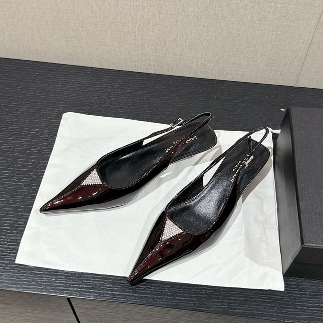 SL CHERISH CRYSTAL SLINGBACK WINE CALFSKIN