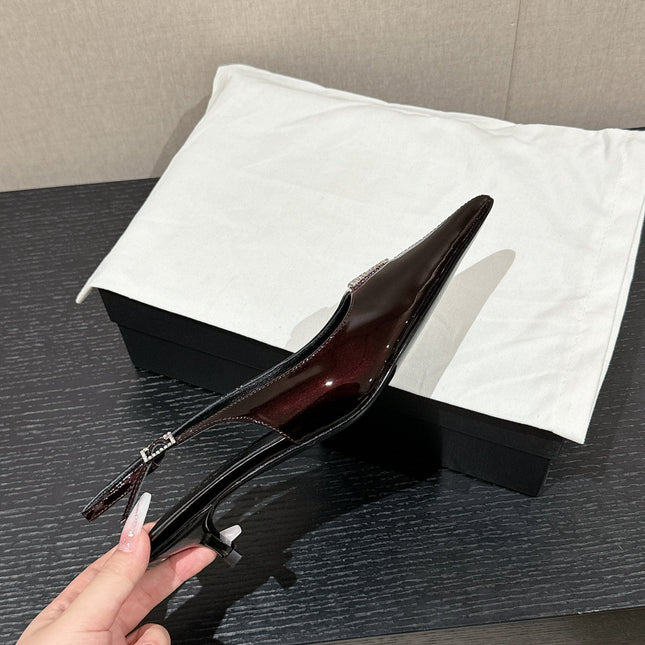 SL CHERISH CRYSTAL SLINGBACK WINE CALFSKIN