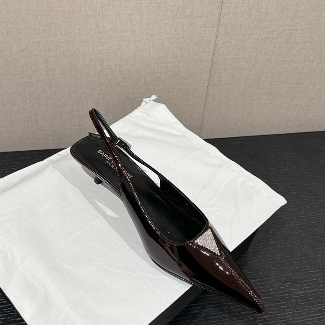 SL CHERISH CRYSTAL SLINGBACK WINE CALFSKIN