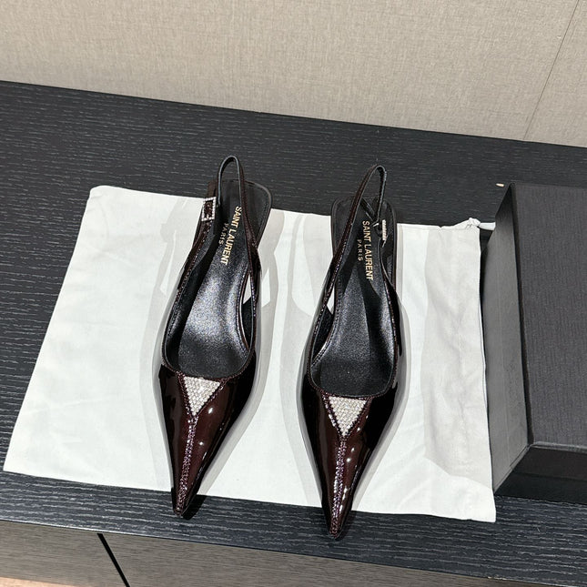 SL CHERISH CRYSTAL SLINGBACK WINE CALFSKIN