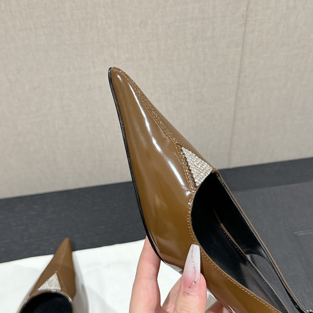 SL CHERISH CRYSTAL SLINGBACK ASH BROWN CALFSKIN