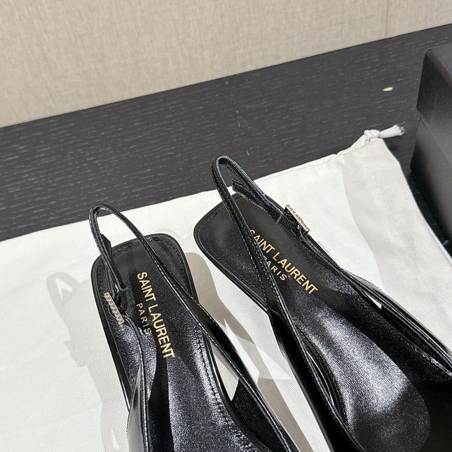 SL CHERISH CRYSTAL SLINGBACK BLACK CALFSKIN