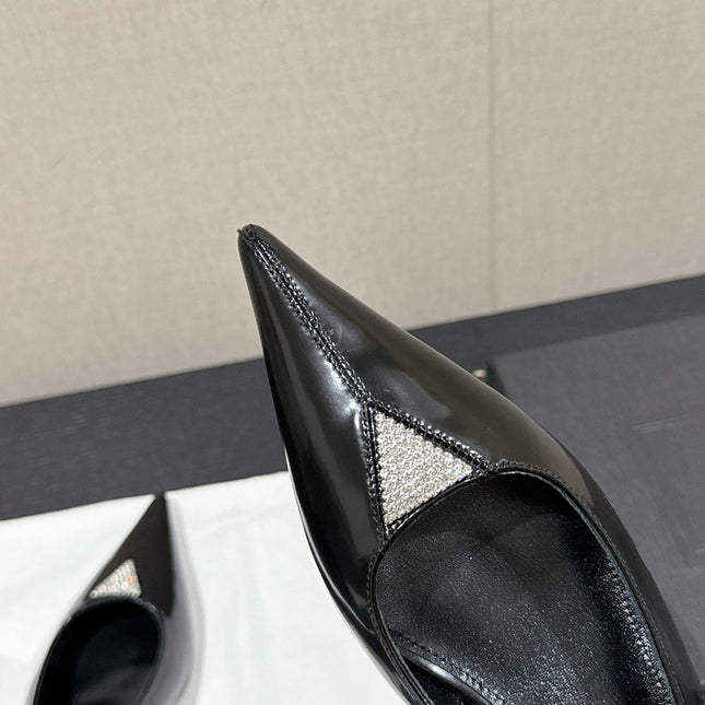 SL CHERISH CRYSTAL SLINGBACK BLACK CALFSKIN