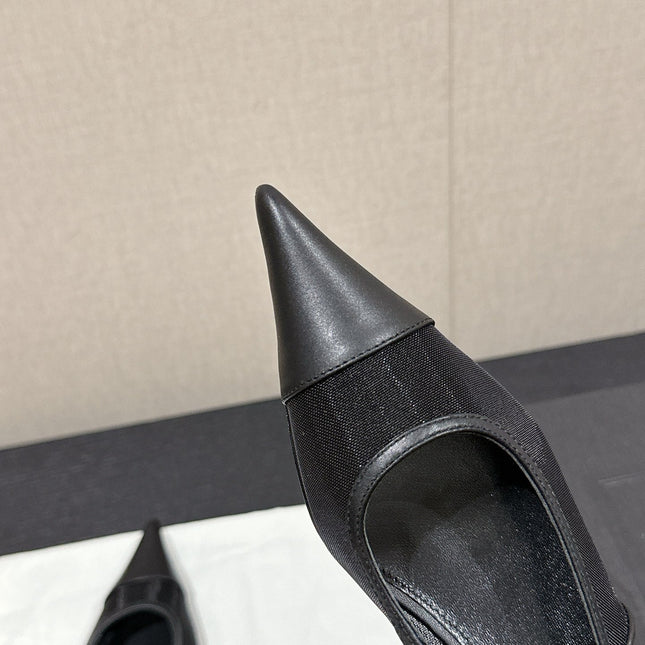 SL CHERISH SLINGBACK 45 BLACK MESH AND CALFSKIN