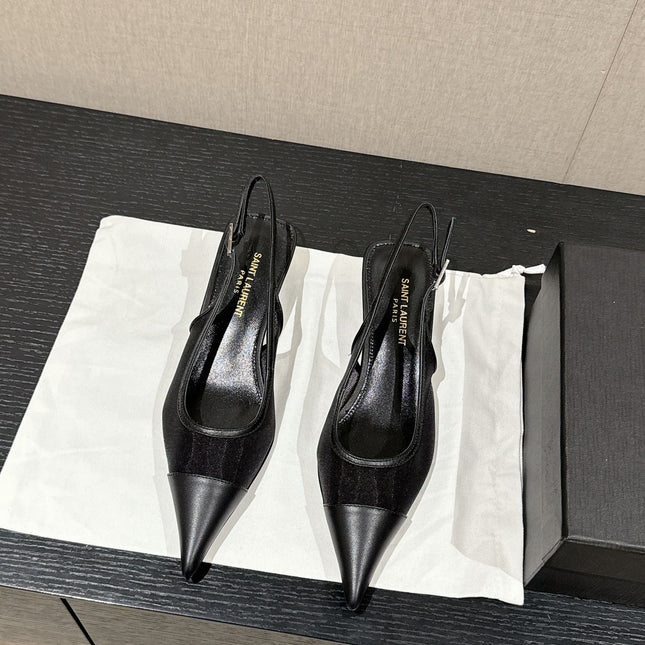 SL CHERISH SLINGBACK 45 BLACK MESH AND CALFSKIN