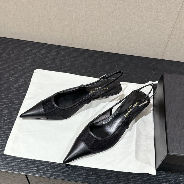 SL CHERISH SLINGBACK 45 BLACK MESH AND CALFSKIN