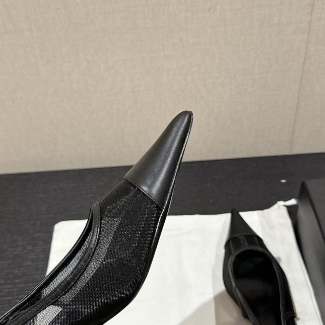 SL CHERISH SLINGBACK 45 BLACK MESH AND CALFSKIN