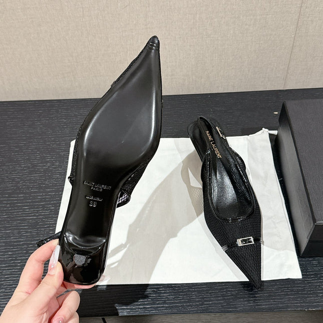 SL CHERISH BUCKLE SLINGBACK 45 BLACK MESH