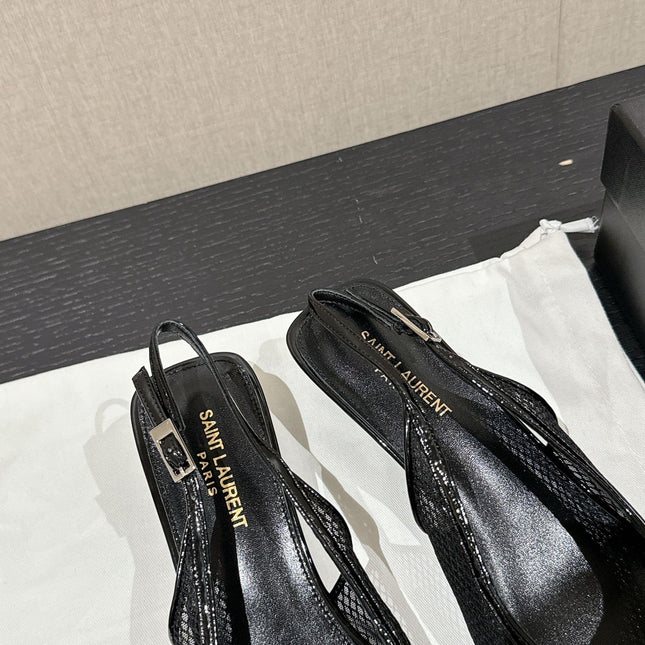 SL CHERISH BUCKLE SLINGBACK 45 BLACK MESH