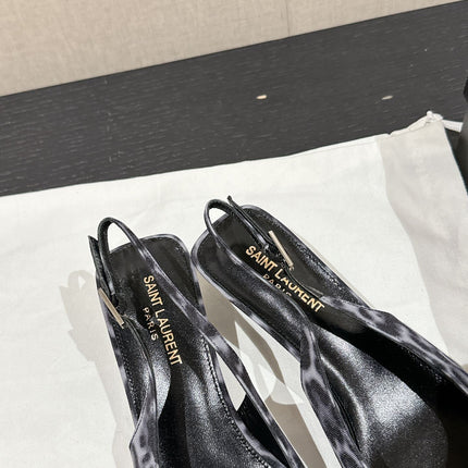 SL CHERISH LEOPARD SLINGBACK BLACK-WHITE CANVAS