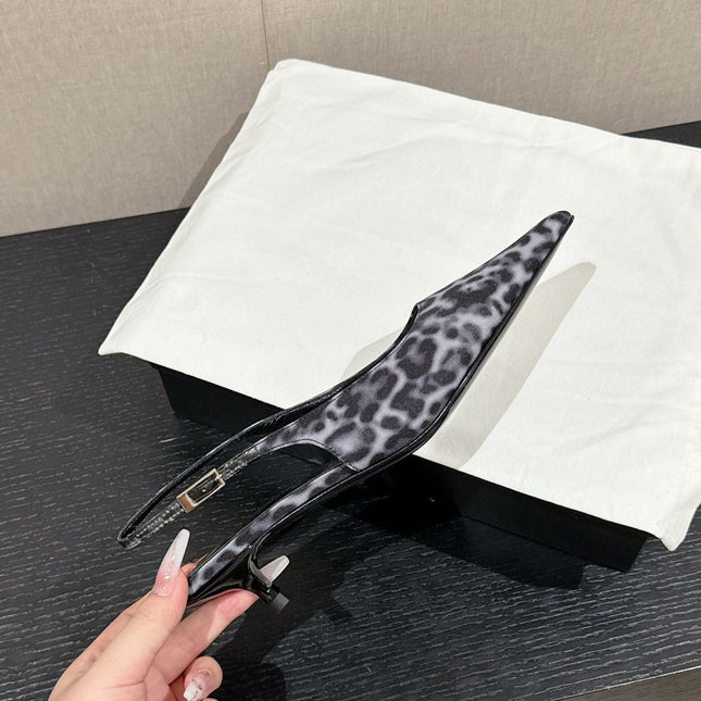 SL CHERISH LEOPARD SLINGBACK BLACK-WHITE CANVAS