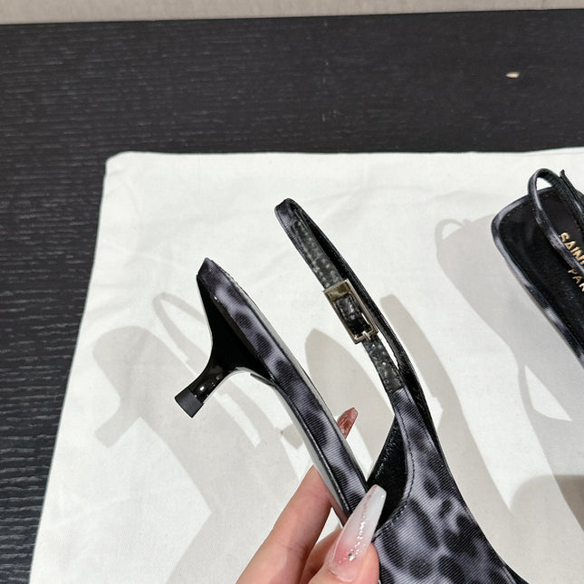 SL CHERISH LEOPARD SLINGBACK BLACK-WHITE CANVAS