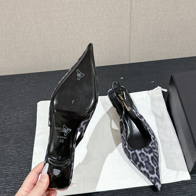 SL CHERISH LEOPARD SLINGBACK BLACK-WHITE CANVAS