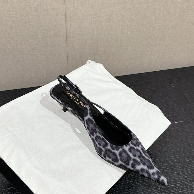 SL CHERISH LEOPARD SLINGBACK BLACK-WHITE CANVAS
