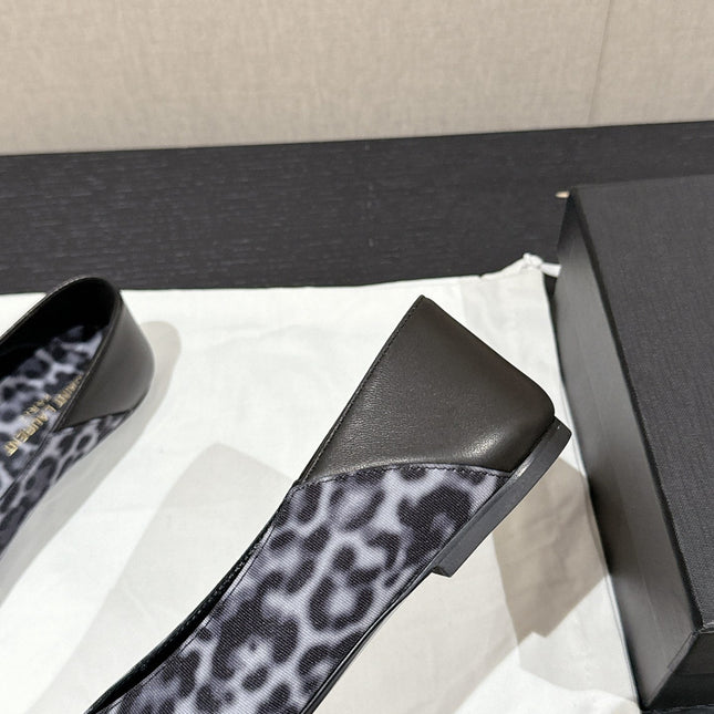 SL NOUR LEOPARD POINTED TOE BALLET BLACK CANVAS
