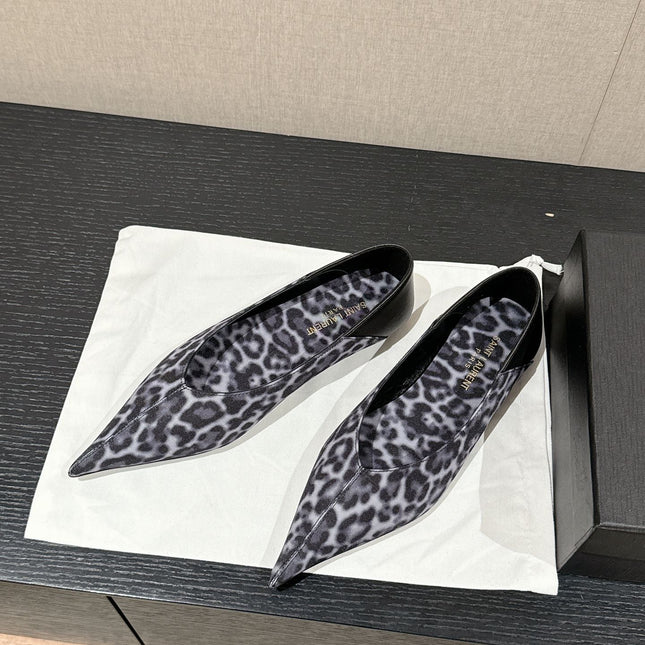 SL NOUR LEOPARD POINTED TOE BALLET BLACK CANVAS